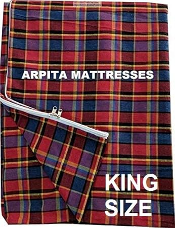 Shri krishan kripa handloom Cotton Mattress Cover for King Size Bed with Zip(Multicolour, 78x72x6-inches)