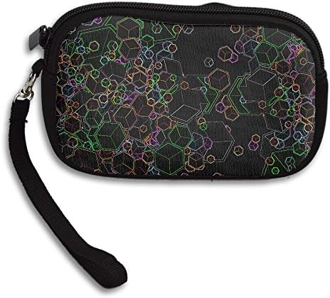 ZGZGZ Women's Girls Trippy Colored Bright Geometry Small Wallet Coins Wallet With Zipper