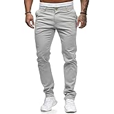 Mens Chinos Slim Fit Stretch Flat-Front Skinny Dress Pants