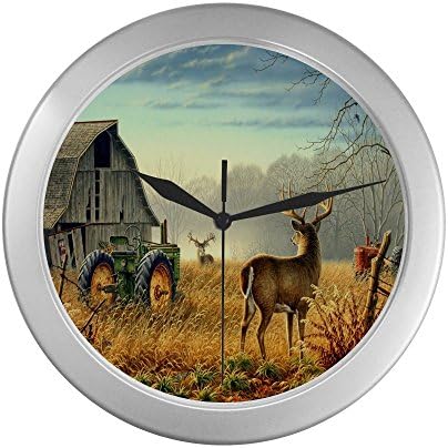 Cute Deer Unique Silver Elegant Wall Clock Decorative Living Room