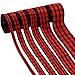 60 Yards Christmas Plaid Burlap Ribbon Christmas Gingham Wrapping Ribbon for Christmas Crafts Decoration Floral Bows Craft, 6 Sizes (Red, Black)
