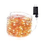 200 LED Fairy Lights 65FT Starry String Lights Waterproof Firefly Lights Warm White on Copper Wire - UL Adaptor Included, for Indoor Outdoor Christmas Decorative Patio Wedding Garden