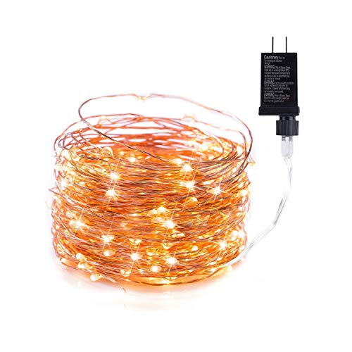 200 LED Fairy Lights 65FT Starry String Lights Waterproof Firefly Lights Warm White on Copper Wire - UL Adaptor Included, for Indoor Outdoor Christmas Decorative Patio Wedding Garden