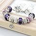 Long Way ® Silver Plated Snake Chain Charm Bracelets Bangles Purple Murano Glass & Crystal Beads Fit Bracelet for Women