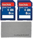 2 Pack SanDisk 8 GB Class 4 SDHC Flash Memory Card Retail works with BuckStruck Game and Trail Camera Viewer for Android Devices - W/ Everything But Stromboli (tm) MicroFiber Cleaning Cloth