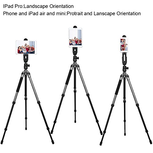 ohCome 2-in-1 Phone iPad Tripod Mount Adapter Universal Tablet Clamp Holder fits 3.5-12.9" Inch Pads as iPad Air/Mini/Pro, Microsoft Surface, Most Phones & Mini Tripod Ball Head for Amazon Monopod - Thumbnail 6