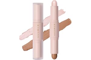 KIMUSE 2 Color Dual Cream , Highlight & Contour Bronzer Stick, Long Lasting & Waterproof Contour Sticks Kit for Light Skin Face Makeup