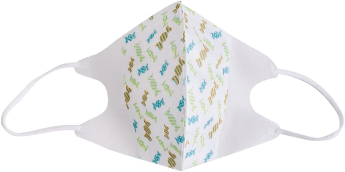 Children's Antibacterial Anti-Dust Disposable Face Mask- Three Layer, Green Candy Stripe, 60pcs
