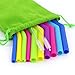 Tomnk Reusable Silicone Drinking rubber Straws, Extra Long Flexible Straws with Cleaning Brushes - for 20 30 oz Tumblers RTIC/Yeti - 12Pieces - BPA Free