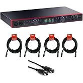 Focusrite Scarlett 18i20 USB-C Audio/MIDI Interface (4th Generation) Bundle with XLR- XLR Cable (4 Pack), Hosa Mid-310 Black 10 ft. Midi cable (2 Pack)