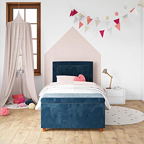 DHP Davina Upholstered Bed with Storage Chest for Kids, Twin Size, Blue Velvet Pricepulse