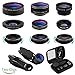 iPhone Lens, Cell Phone Lens Kit 11-in-1,Super Wide Angle Lens+Super Macro Lens+Fisheye Lens+Starburst+CPL +Kaleidoscope+Telephoto Lens for iPhone X/8/7/6s/6 Plus, Samsung, Android Smartphones
