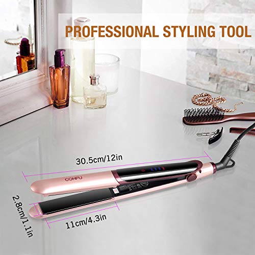 Hair Straightener and Curler Pro Ceramic Tourmaline Ionic Flat Irons Fast Heat Up Hair Styling Adjustable Temp LED Display Auto Shut Off Worldwide Dual Voltage Incl Glove Ideal for Travel - Thumbnail 5