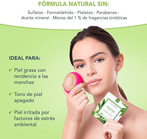 UFO Green Tea, máscara facial ativa para pele oleosa com imperfeições, pack de 6, purificante e antioxidante, com chá verde e extrato de ulmus, livre de crueldade, compatível com UFO 2 e UFO