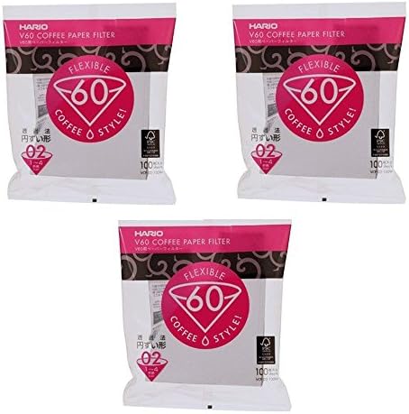 Hario 02 White Paper Filters 100-Count Coffee , 3-Pack Set (Total of 300 Sheets) (Japan import)