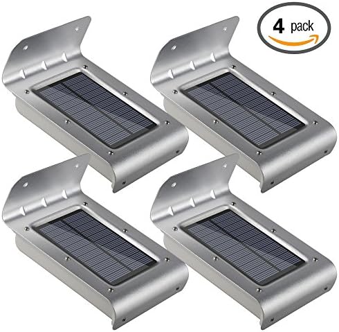 Emart 16 LED Super Bright Outdoor Wireless Solar Light Weatherproof Solar Powered Wall Mount Motion Sensor Light, 4 Pack (White)