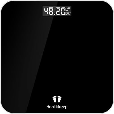 Balança de banheiro digital Healthke, Balança de peso corporal de medição de alta precisão, máximo 180kg, com tecnologia Step-On, preto