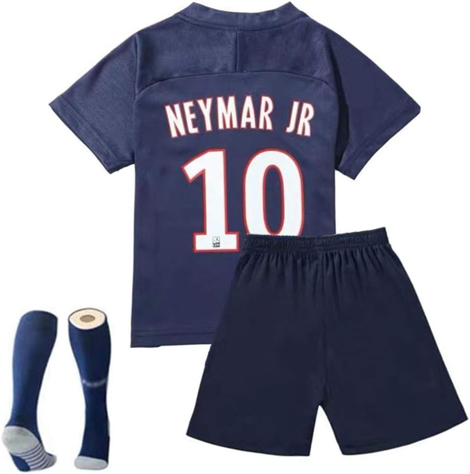 UIXgnt 2019/20 Neymar JR #10 Soccer Short Sleeve Kids/Youth T-Shirt Shorts Socks Blue