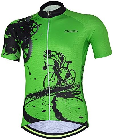 AogdaCycling Jerseys Men Bike Shirts Breathable Short Sleeves Tights Suit Biking Bib Shorts Bicycle Jacket And Pants (Green Jerseys, XL)