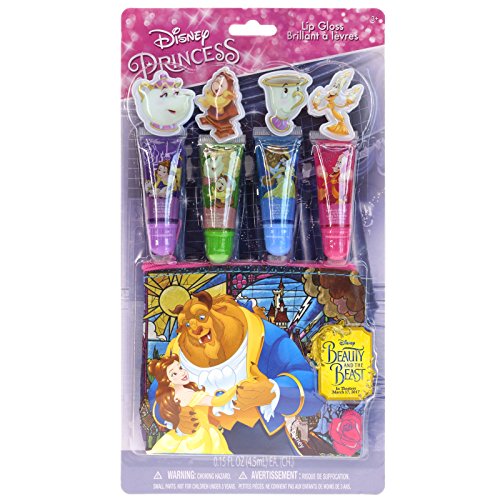 Beauty and the beast 4 pack lip gloss with pouch