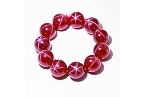 LETMEXC Lab Created Synthetic Corundum Round Ball Beads 5# Red Ruby Stone Synthetic Star Ruby Gem Passed Diamond Test Pen (8mm)