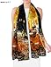 Dahlia Women's 100% Luxury Long Silk Scarf - Van Gogh Cafe Terrace at Night