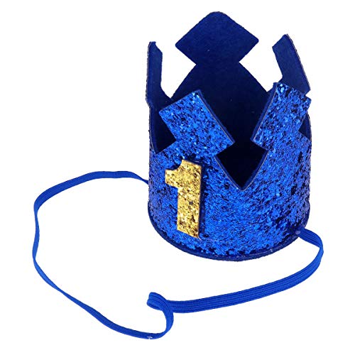 YiZYiF Baby Boys First Birthday Crown Hat Sparkly Little Prince Party Hairband Photo Props Blue 1 One_Size