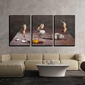 3 Piece Canvas Wall Art - Peanut Easter Bunnies Preparing Eggs with Some Small Mishaps - Modern Home Art Stretched and Framed Ready to Hang - 16"x24"x3 Panels
