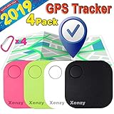 Smart Key Finder Locator, GPS Tracker, Square Anti Lost Wallet Phone Finder Pet Dog Cat Kids Luggage Tracker Sensor Device for Keychain Mini Alarm Wireless Seeker Selfie Remote Shutter Locator 4 Pack