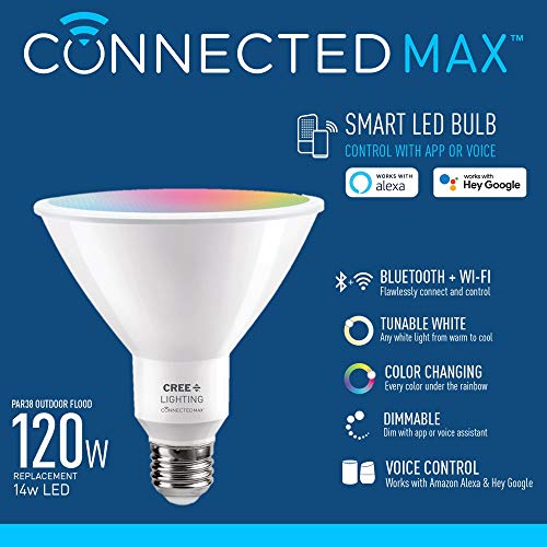 Cree Lighting Connected Max Smart LED Bulb PAR38 Outdoor Flood Tunable White + Color Changing, Works with Alexa and… - Image 4