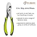 PLIERS SET - Best Men 5 Pc Plier Kit. FREE Handy Tool Roll Case Organizer. Slip Joint, Diagonal Cutting, Long Nose, Lineman, Groove Joint. Confort, Rubberized, NoSlip Grips. Lifetime MB and Warranty