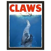 Sharp Shirter Funny Sloth Movie Poster Cool Animal Print Claws Jaws White Wall Art Nautical Decor Unframed 8x10 inches