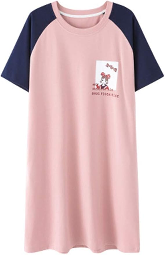 Amazon 韓国の夏のコットンレディースパジャマ半袖軽量ワンピースパジャマホームトラベルホテル ルームワンピース ネグリジェ 通販