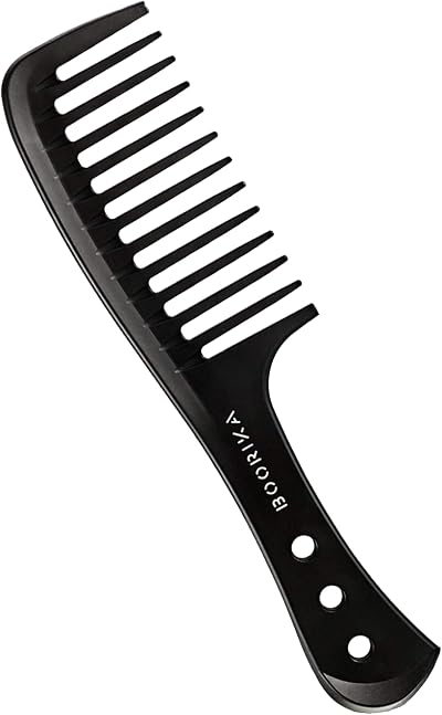 Boorika Wide-Tooth Comb Carbon Fiber Anti-Static for Curly Hair