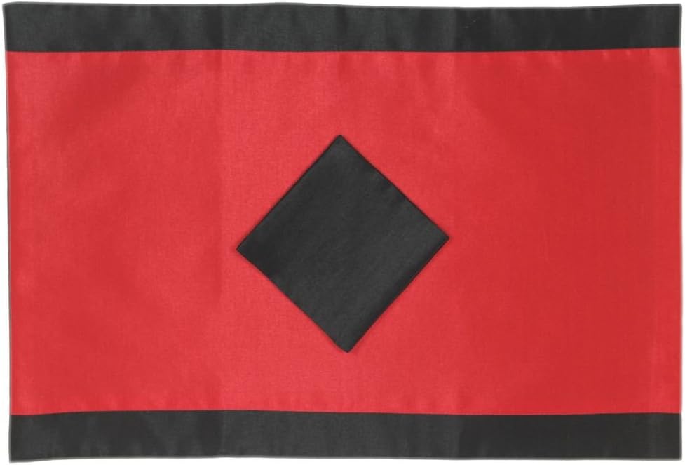 Red & Black Two-tone Color Border Plate Mats- Set of Six/6 of 13x18 Inches Silk/sateen Plate Mat, Platemat, Platemat Set (Lipstick Red/black)
