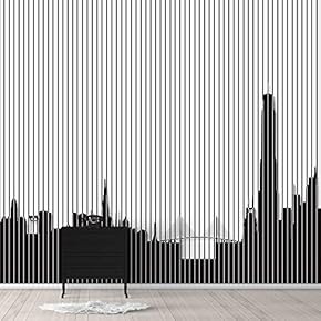 Wall Murals for Bedroom Abstract Black and White Building Removable Wallpaper Peel and Stick Wall Stickers - 66x96 inches