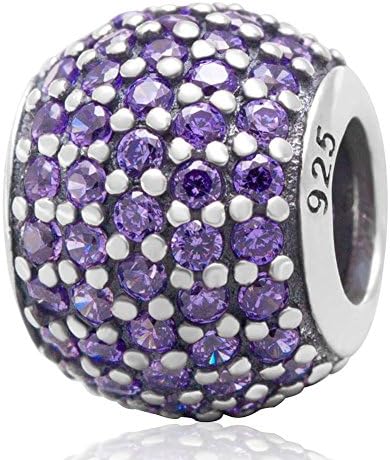 Choruslove Pave Lights Charms with Tanzanite Cubic Zirconia Birthstone Authentic 925 Sterling Silver Bead for Major Brand European Bracelet Jewelry