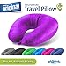 Cloudz Dual Comfort Microbead Airplane Travel Neck Pillow. Soft Cozy Plush Fabric on One Side Cool Relaxing Spandex on the Other! Customize your Comfort and Support at Home or On the Go! Bright Purple
