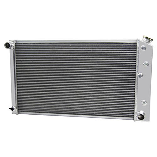 OzCoolingParts 4 Row Core Aluminum Radiator + 2 x 12" Fan w/Shroud(Cover) + Thermostat Kit for 1960-1990 61 62 65 66 87 88 89 Chevy Chevelle El Camino Truck Buick Cadillac Oldsmobile Pontiac and More
