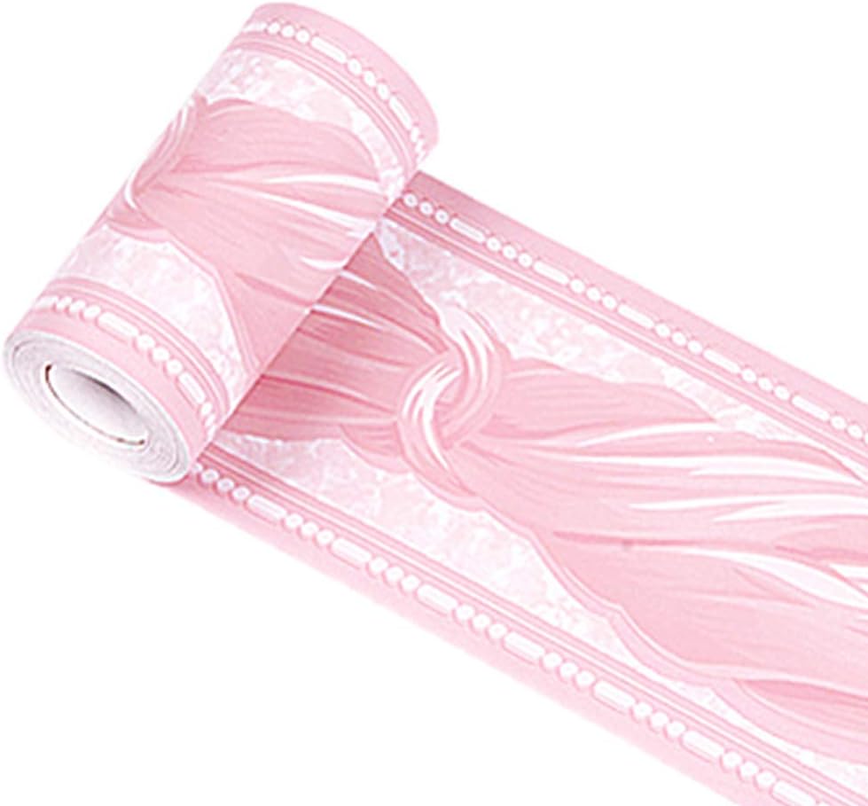 Taamall Simplemuji 10Meters Pink Bowknot PVC Self Adhesive Wallpaper Border Peel and Stick Wall Borders for Kitchen Bedroom Living Room Home Decor Wall Stickers
