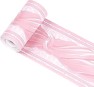 Taamall Simplemuji 10Meters Pink Bowknot PVC Self Adhesive Wallpaper Border Peel and Stick Wall Borders for Kitchen Bedroom Living Room Home Decor Wall Stickers