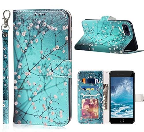 Designed for iPhone Plus Wallet Case,iPhone Plus Wallet Case,iPhone  6/6S Plus Case,JanCalm Pattern Premium PU Leather [Wrist Strap] [Card