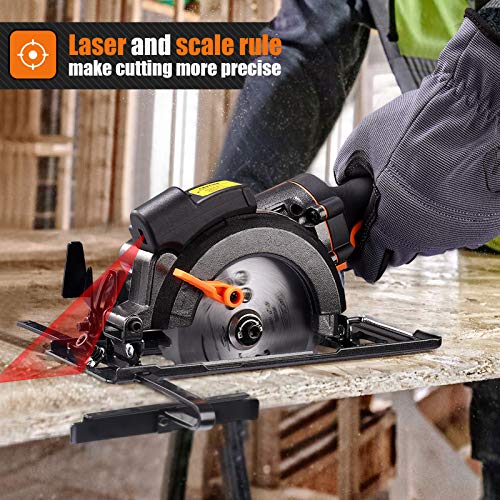 TACKLIFE Circular Saw, 5.8A 3500RPM, Metal Handle, 6 Blades (43/4" & 4