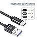 USB Type C Cable,JSAUX (2-Pack 6.6FT) USB 3.0 to USB C Cable Fast Charger Nylon Braided Cable for Samsung Galaxy Note 8 S8 plus,Pixel XL,Moto Z ,LG V30 G5 G6 V20,Nexus 6P Nintendo Switch More(Black)