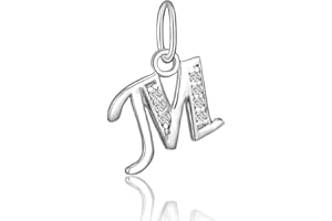 BORUO 925 Sterling Silver Cubic Zirconia A-Z Initial Letters Alphabet Dangling charms Pendant