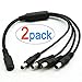 2-Pack 1 to 4 Way DC Power Splitter Cable 5.5mm x 2.1mm for CCTV Cameras DVR NVR LED Light Strip primary