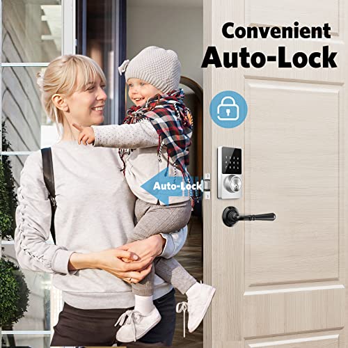 Keyless Entry Door Lock, Bluetooth Smart Lock with Touchscreen Keypads, App Control, Digital Deadbolt lock Easy to Install, 50 User Codes, Security Waterproof Locks for Front Door, Home Use, Apartment