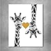 Gold Foil Art Print - Giraffe Love With Gold Foil Heart 8x10 inches