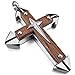 INBLUE Men's Stainless Steel Wood Pendant Necklace Silver Gold Tone Cross -with 23 Inch Chain