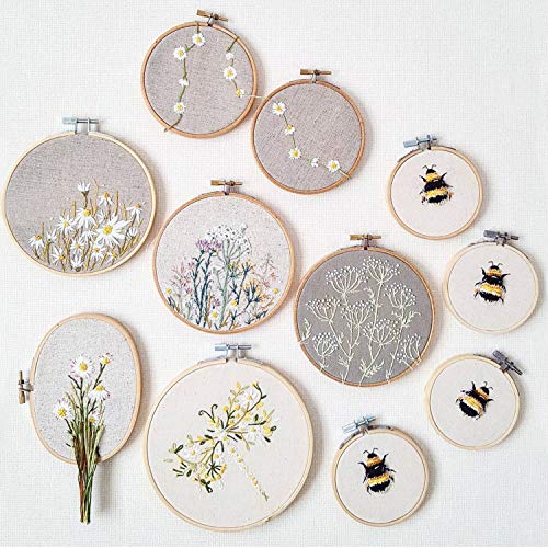 [20 Pack, 3 Inch] Embroidery Hoops, Browill Adjustable Bamboo Circle Cross Stitch Hoop Kit for DIY Arts Crafts Ornaments, Handmade Sewing Home Decorations - Thumbnail 6